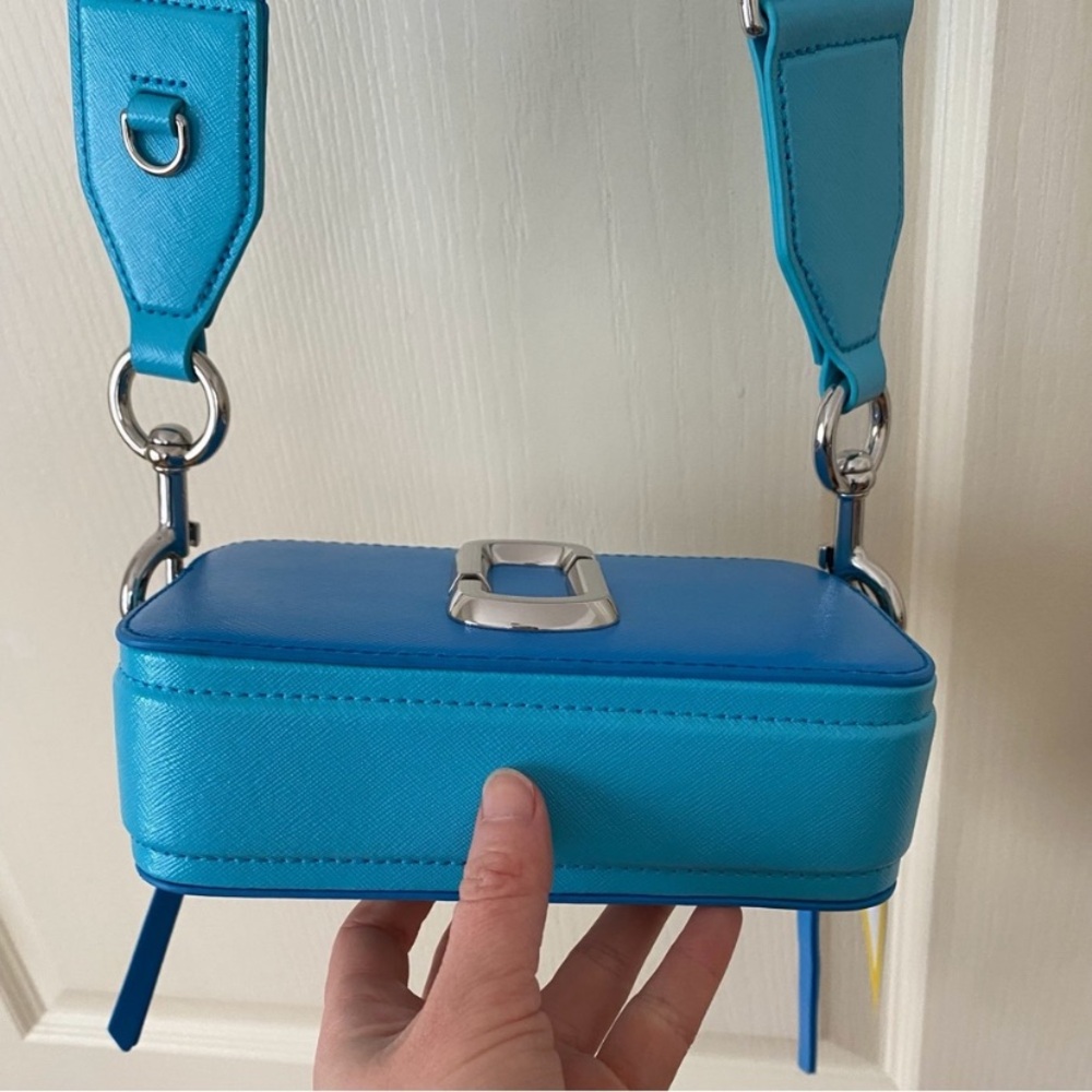 $325 NWT Marc Jacobs Blue Leather Webbing Strap Snapshot Camera Crossbody Bag - Picture 8 of 12